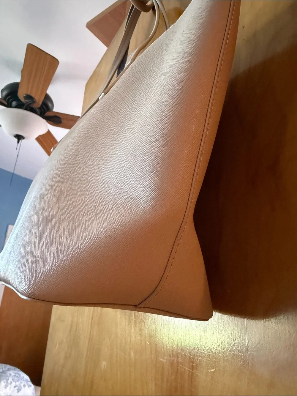 kate spade New York Leather Tote Light Tan Blue Interior Shoulder Bag - Picture 6 of 10